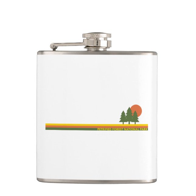 Petrified Forest National Park Pine Trees Sun Hip Flask (Front)
