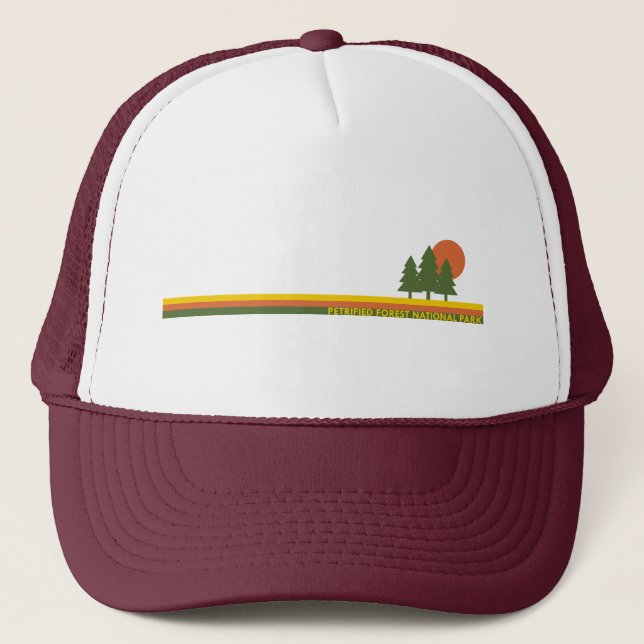 Petrified Forest National Park Pine Trees Sun Trucker Hat (Front)
