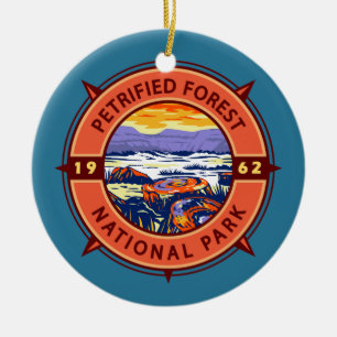 Petrified Forest National Park Retro Compass Ceramic Tree Decoration