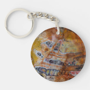 Petrified Wood Brown Key Ring