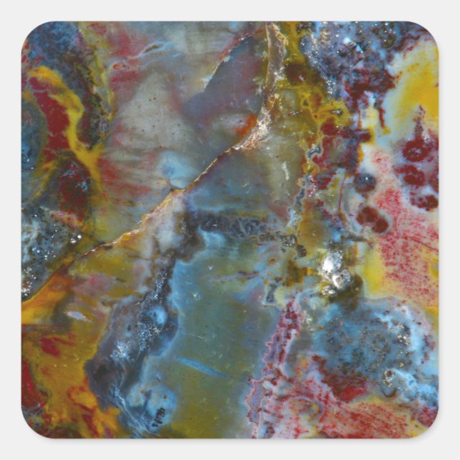 Petrified wood texture square sticker (Front)