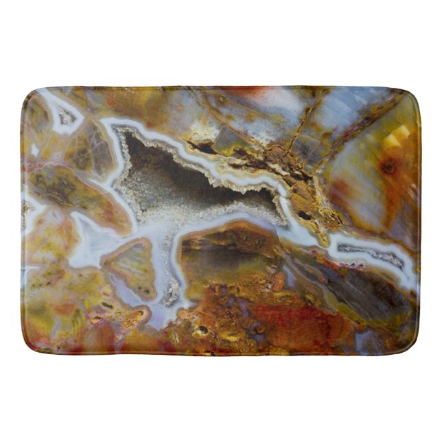 Petrified Wood With Crystals Bath Mat (Front)