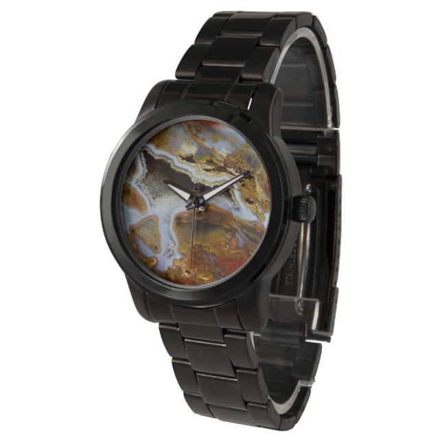 Petrified Wood With Crystals Watch (Angled)