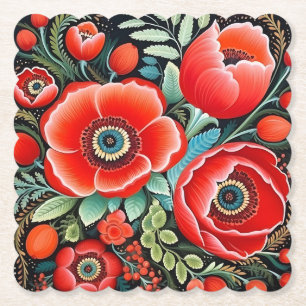 Petrikivka Ukrainian traditional art Paper Coaster