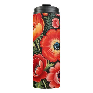 Petrikivka Ukrainian traditional art.  Thermal Tumbler