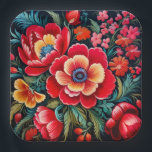 Petrikivka Ukrainian traditional folk art  Paper Plate<br><div class="desc">Petrikivka Ukrainian traditional folk art watercolour painting.</div>