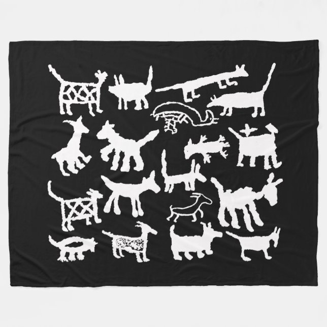 petroglyph collection Dogs and Coyotes Fleece Blanket (Front (Horizontal))