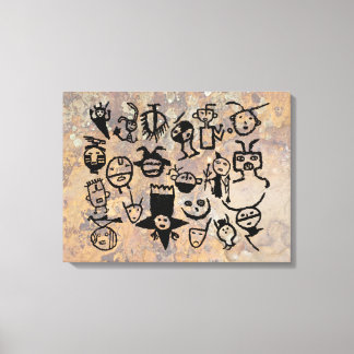 petroglyph collection Masks and Heads Canvas Print
