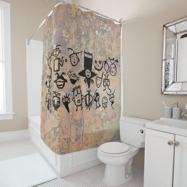 petroglyph collection Masks and Heads Shower Curtain (In Situ)