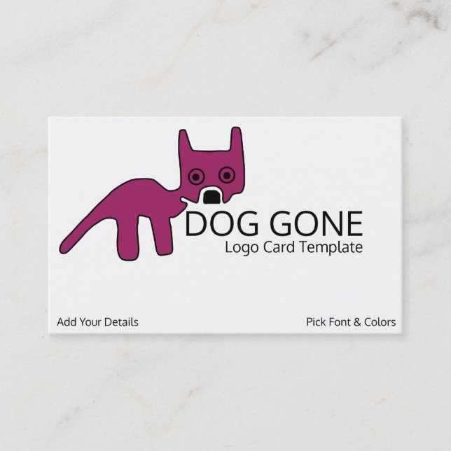 Petroglyph Dog Logo Template- Purple  Dog Business Card (Front)