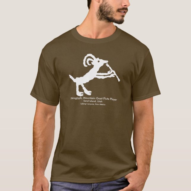 Petroglyph, Mountain Goat Flute Player T-Shirt (Front)