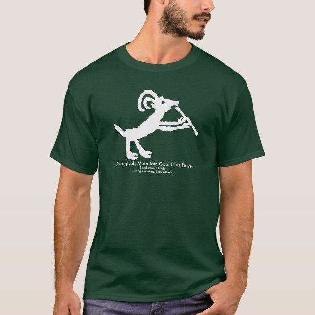 Petroglyph, Mountain Goat Flute Player T-Shirt (Front)