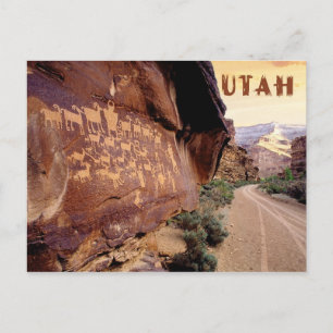 Petroglyph of The Great Hunt, Nine Mile Canyon, UT Postcard
