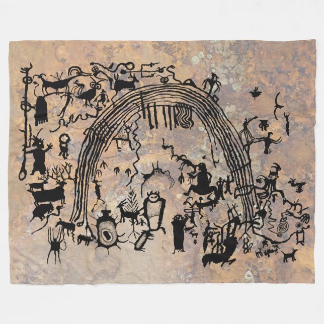 Petroglyph Panel Fleece Blanket (Front (Horizontal))