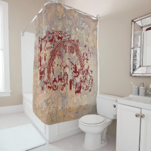 Petroglyph Panel - Rochester Creek, Utah Shower Curtain