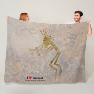 Petroglyph Trumpet Player Fleece Blanket