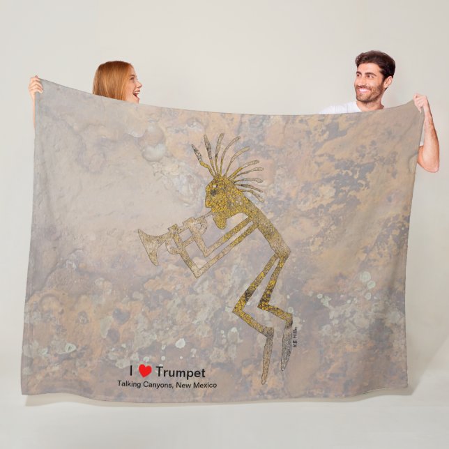 Petroglyph Trumpet Player Fleece Blanket (In Situ)