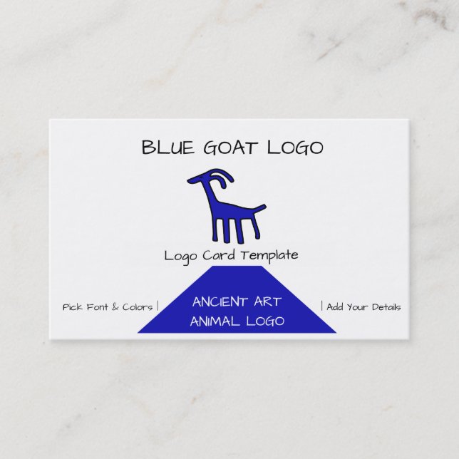 Petroglyphs Blue Goat Logo Business Card (Front)