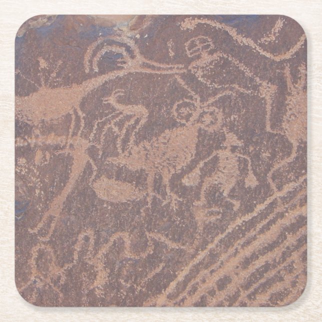 Petroglyphs Square Paper Coaster (Front)