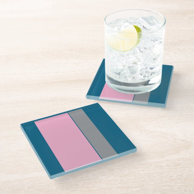 Petrol Blue   CottonCandy  Glass Coaster (Angled)