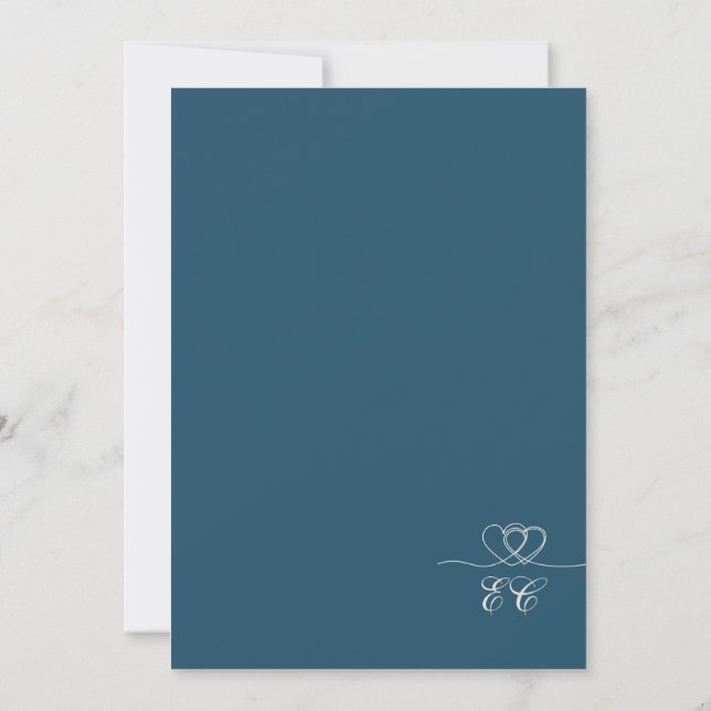 Petrol Navy Modern Chic Mix and Match Wedding Invitation (Back)