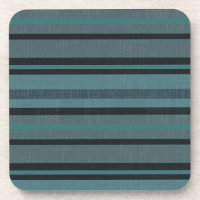 Petrol Teal Blue Grey Linen Look Striped Design