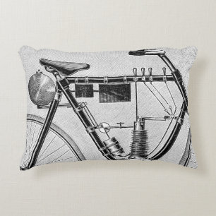 Petrolette Omega Motorcycle, 1895 Decorative Cushion