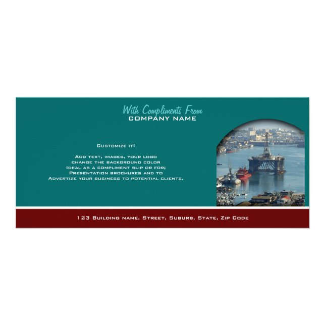 Petroleum customisable oil drilling rig watercolor rack card (Front)