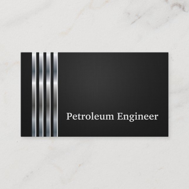 Petroleum Engineer Professional Black Silver Business Card (Front)