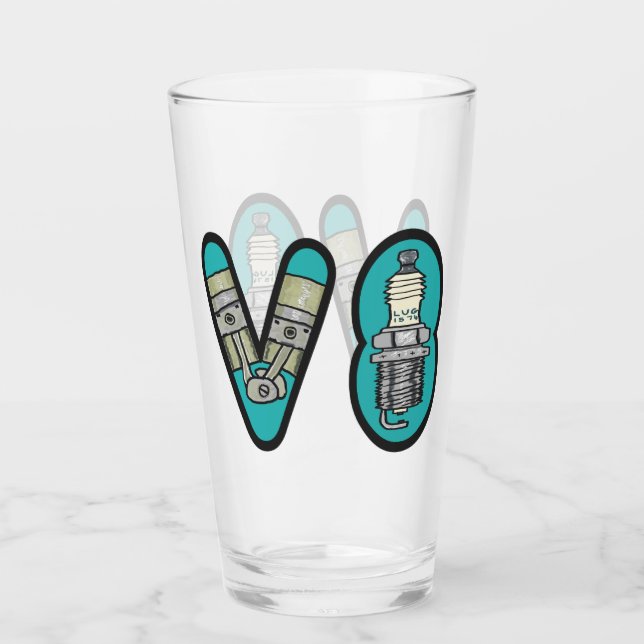 Petrolhead V8 Car Enthusiast Glass (Front)