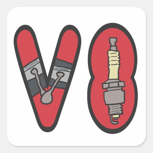 Petrolhead V8 Car Enthusiast Square Sticker (Front)