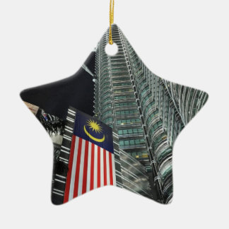 Petronas Towers at Night Ceramic Tree Decoration