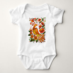Petrykivka ukrainian firebird baby bodysuit