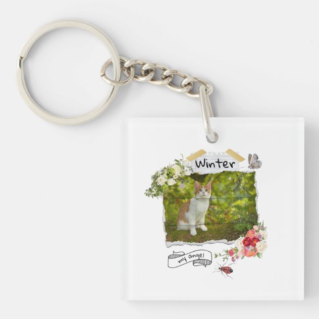 Pets and flowers collage scaleable cutomized  key ring (Front)