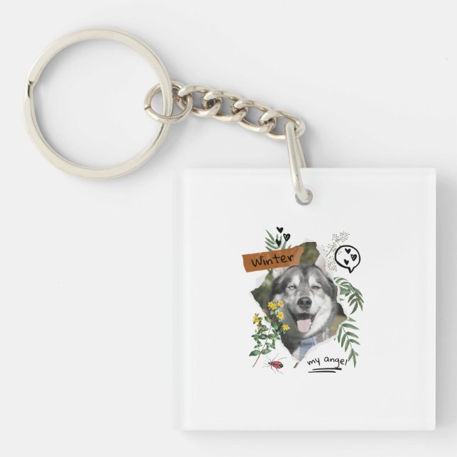 Pets and flowers collage scaleable cutomized  key ring (Front)