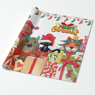 Pets at Christmas Wrapping Paper