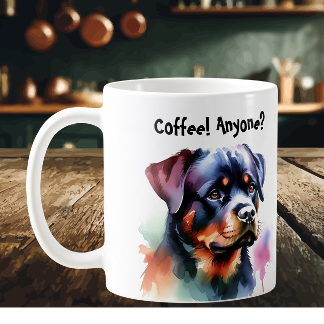  Pets Blacks Rottweiler  Personalise Coffee Mug (Personalize with a few words,)