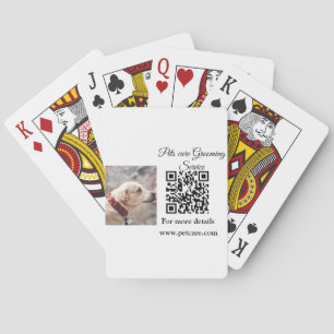 Pets care grooming service Q R code add name text Playing Cards
