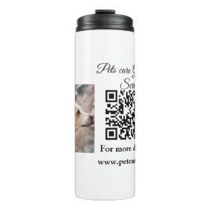 Pets care grooming service Q R code add name text Thermal Tumbler