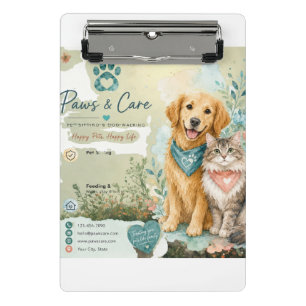 Pets,Cat And Dog Sitter And Walker Mini Clipboard