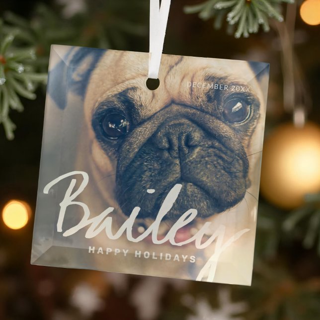 Pet's Christmas Simple Happy Holiday Greeting Glass Tree Decoration (Creator Uploaded)