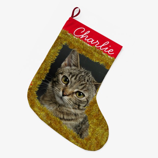 Pet's Custom Photo/ Name Small Christmas Stocking (Front (Hanging))