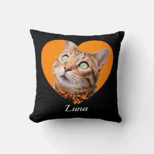 Pet's Cute Modern Typography Name and heart Photo Cushion