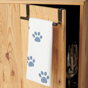 pets dog cat pawprints tea towel