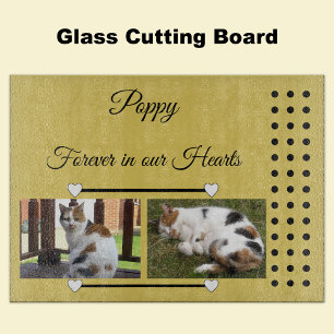 Pets Forever gold and black photo glass Cutting Board
