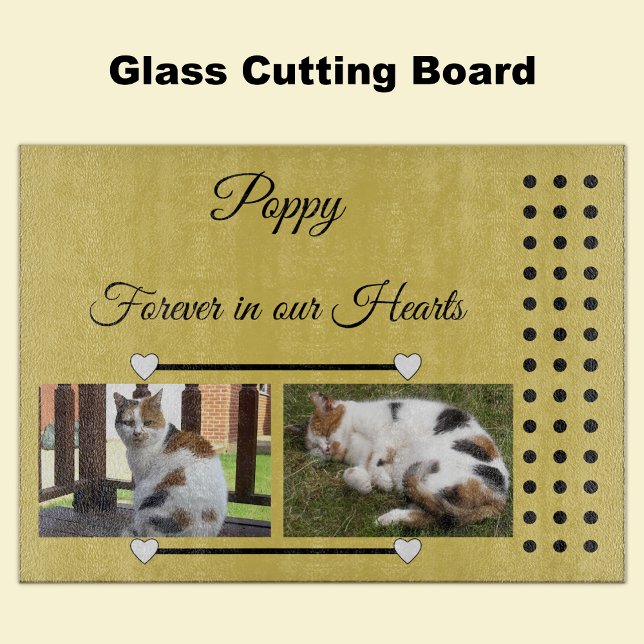 Pets Forever gold and black photo glass Cutting Board (Creator Uploaded)