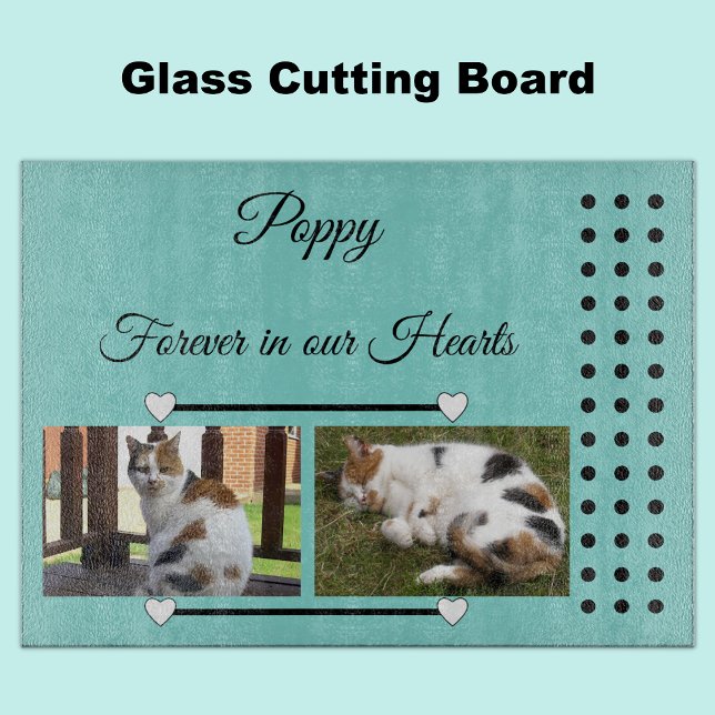 Pets Forever mint and black photo glass Cutting Board (Creator Uploaded)