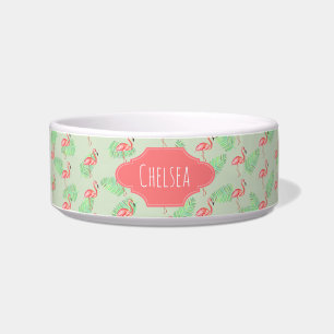 Pet's Girly Tropical Watercolor Flamingo Pattern Bowl