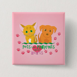 Pets Leave Pawprints on our Hearts 15 Cm Square Badge