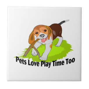 Pets Love Play Time Too Tile